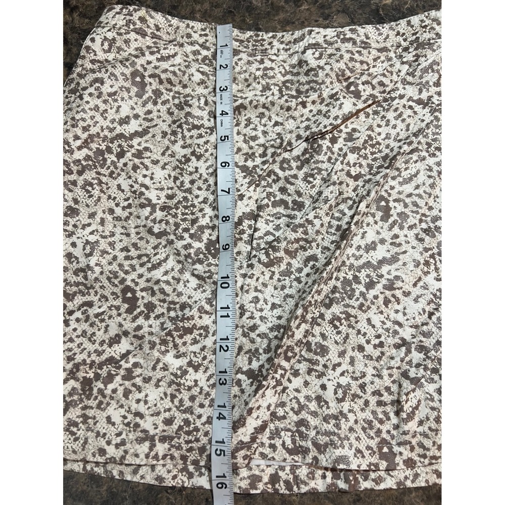 Free People Fake Out Leopard Animal Print Faux Leather Front Mini Skirt 10 Tan - Picture 11 of 12
